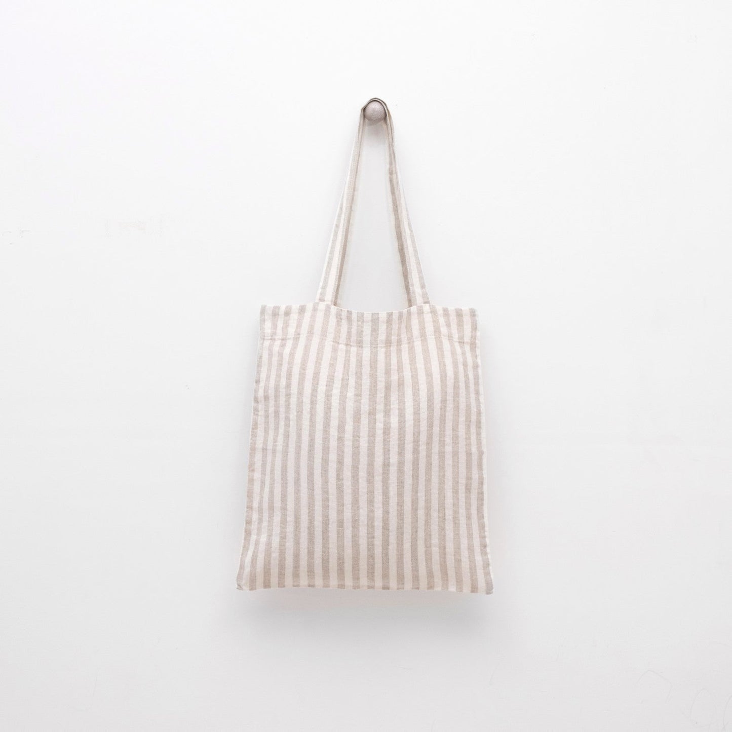 lino Tales Natural White Stripes lino pirkinių krepšys — naturalusdrabuziai.lt