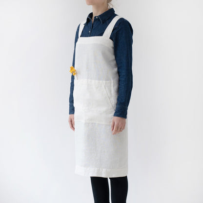 lino Tales Off-White lino Pinafore prijuostė — naturalusdrabuziai.lt