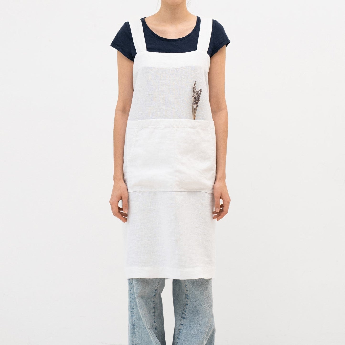 lino Tales Optical White lino Pinafore prijuostė — naturalusdrabuziai.lt