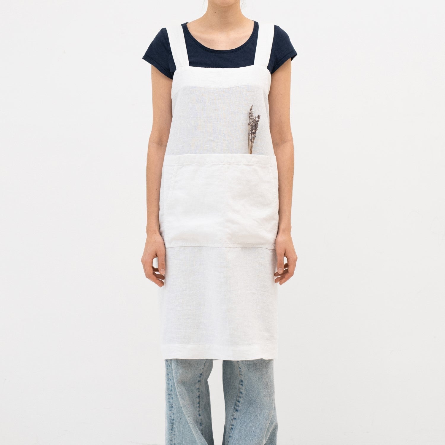 lino Tales Optical White lino Pinafore prijuostė — naturalusdrabuziai.lt
