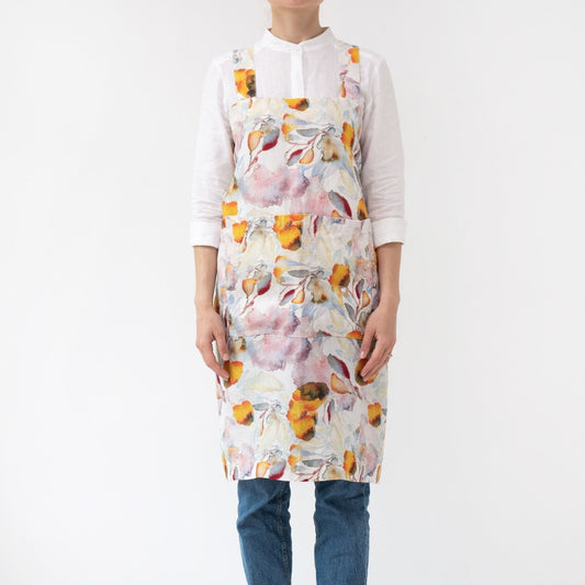lino Tales Orange Flow lino Pinafore prijuostė — naturalusdrabuziai.lt