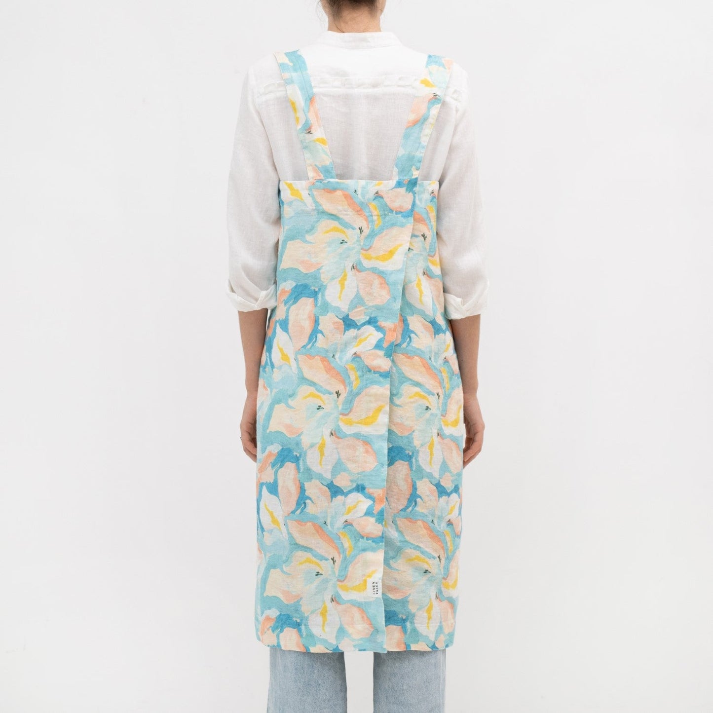 lino Tales Pastel Iris lino Pinafore prijuostė — naturalusdrabuziai.lt