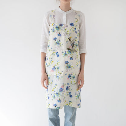 lino Tales White Flowers lino Pinafore prijuostė — naturalusdrabuziai.lt