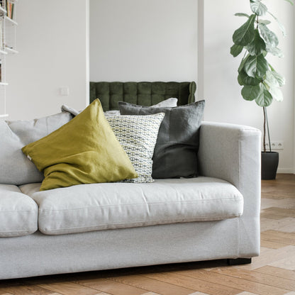 Moss Green lino pagalvėlės užvalkalas — naturalusdrabuziai.lt