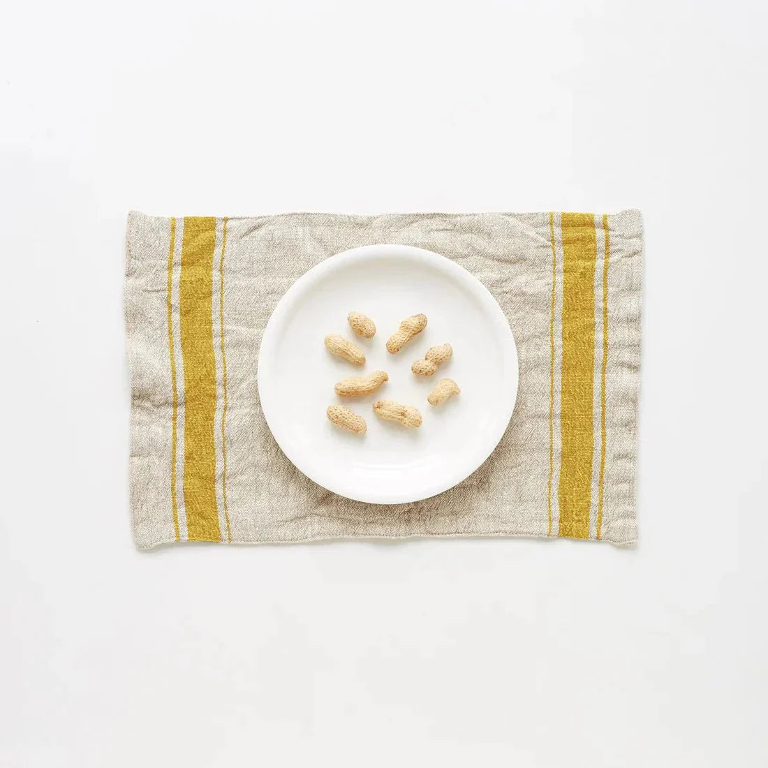Mustard Stripe Vintage lino staltiesėlė — naturalusdrabuziai.lt