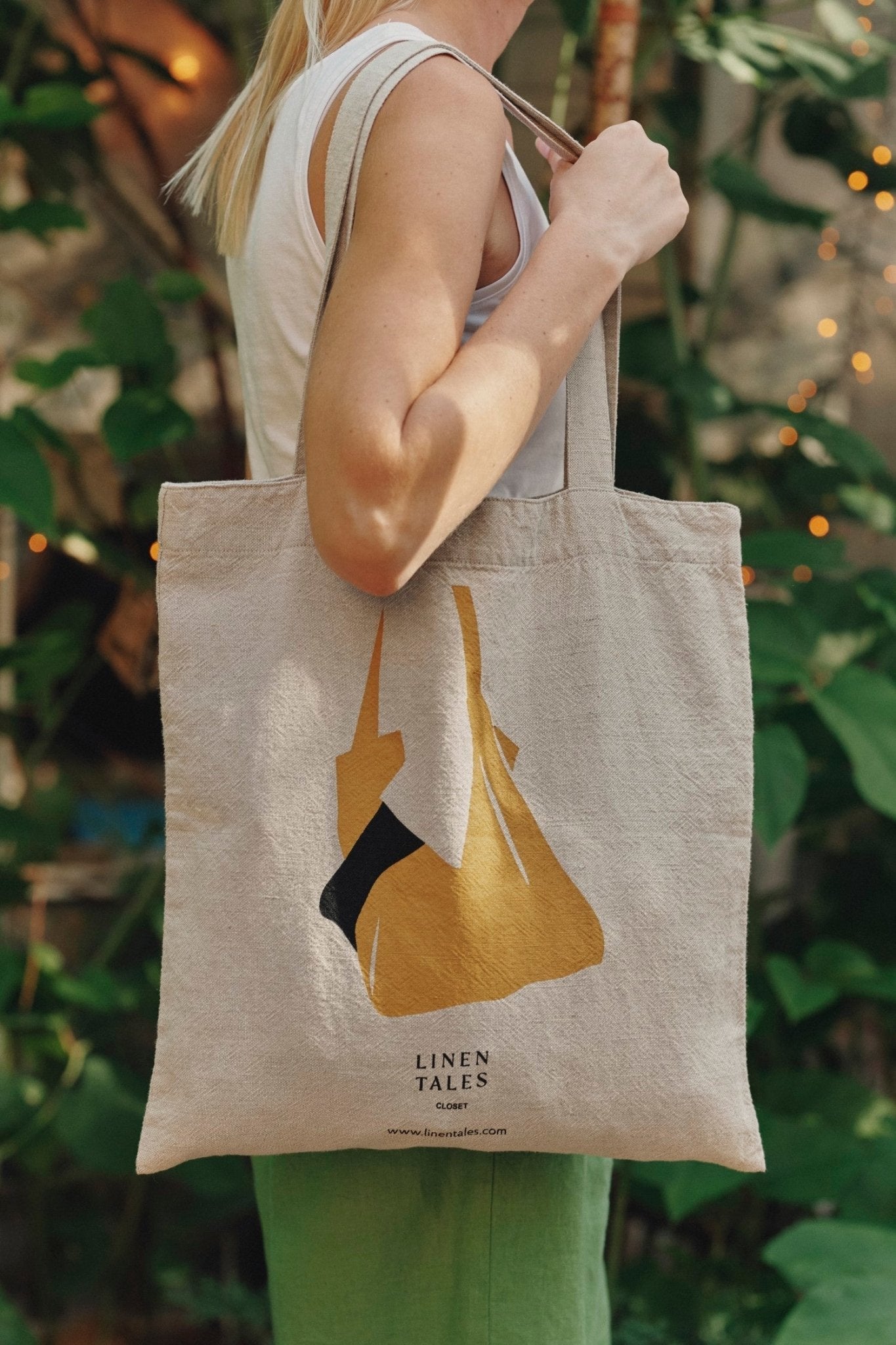 Natural Linen & Cotton Tote Bag with Bag Print