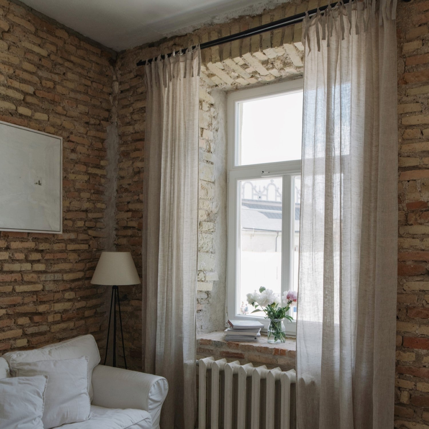Natural lino Daytime Tie viršus Curtain rinkinys 2 vnt. — naturalusdrabuziai.lt