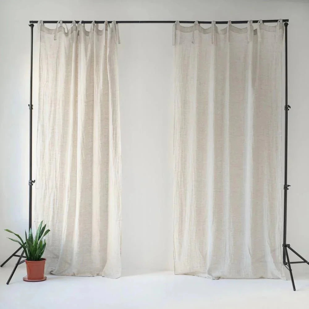 Natural lino Daytime Tie viršus Curtain rinkinys 2 vnt. — naturalusdrabuziai.lt