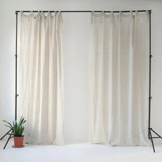 Natural lino Daytime Tie viršus Curtain rinkinys 2 vnt. — naturalusdrabuziai.lt