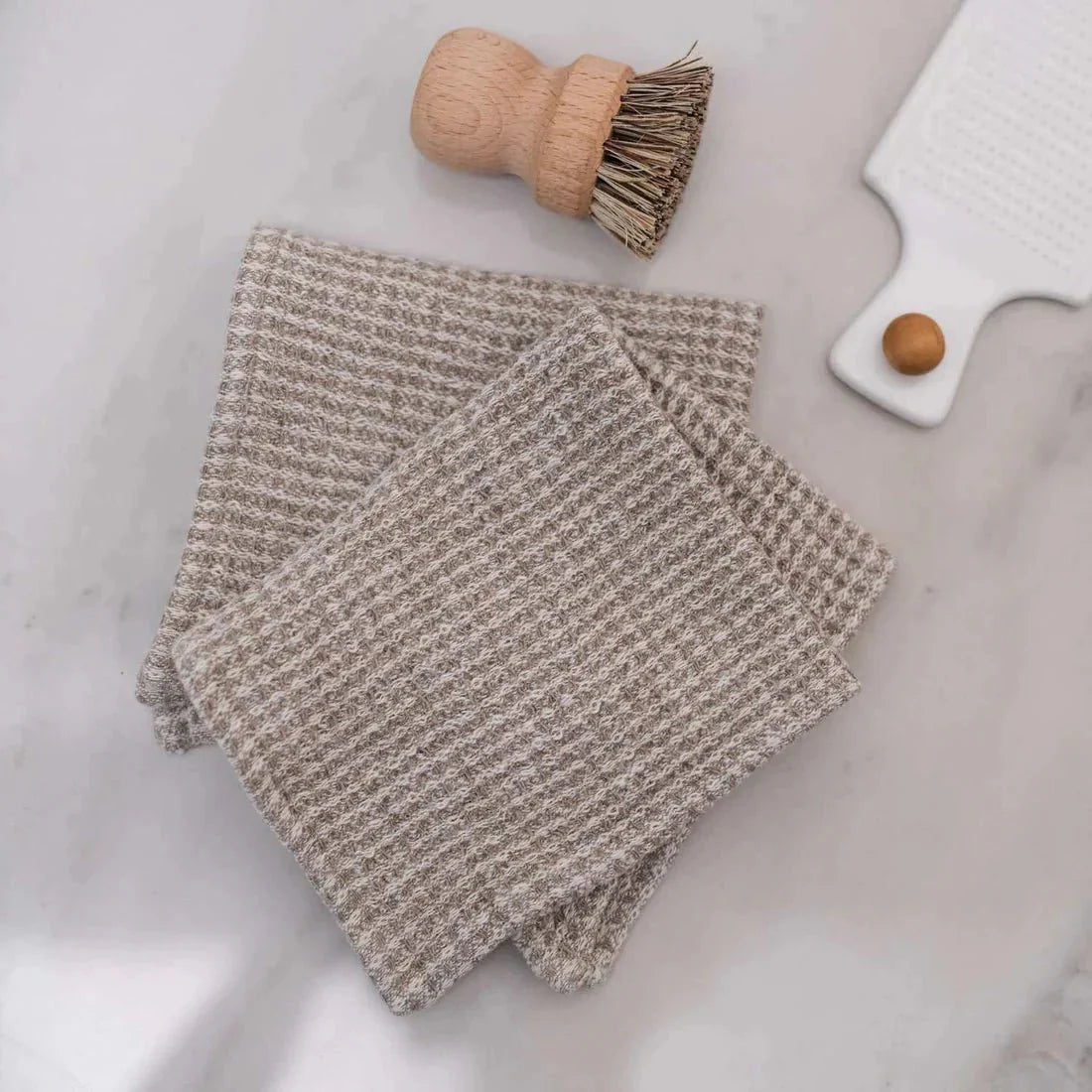 Natural lino Waffle Dishcloth rinkinys 2 vnt. — naturalusdrabuziai.lt