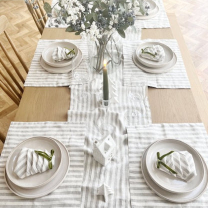 Natural White Stripes lino stalo takelis — naturalusdrabuziai.lt