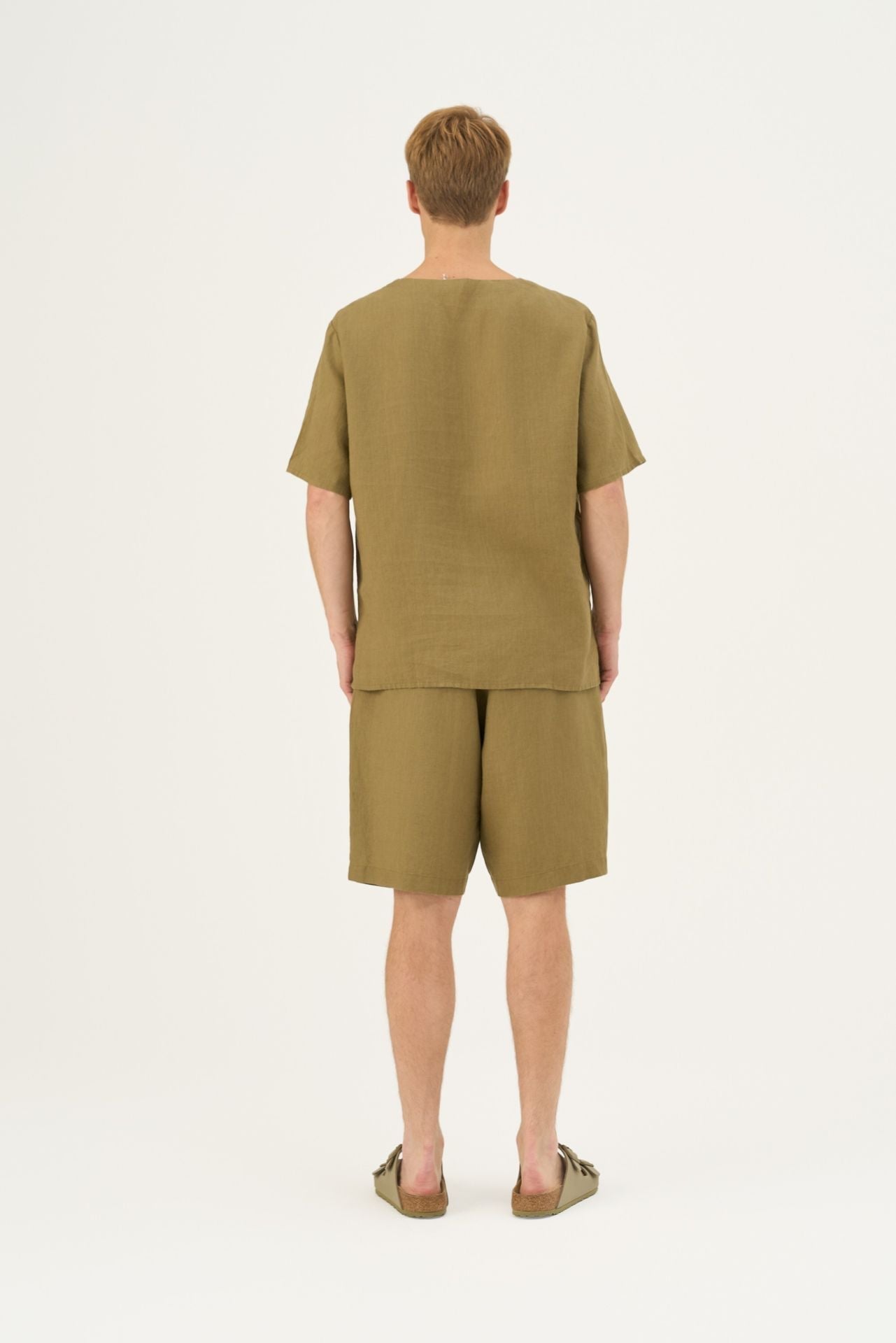 Olive Khaki lino Fern Pyjama rinkinys — naturalusdrabuziai.lt