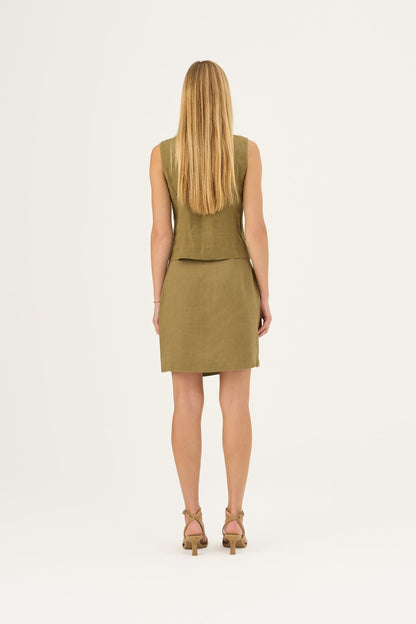 Olive Khaki lino Pasodoble liemenė — naturalusdrabuziai.lt