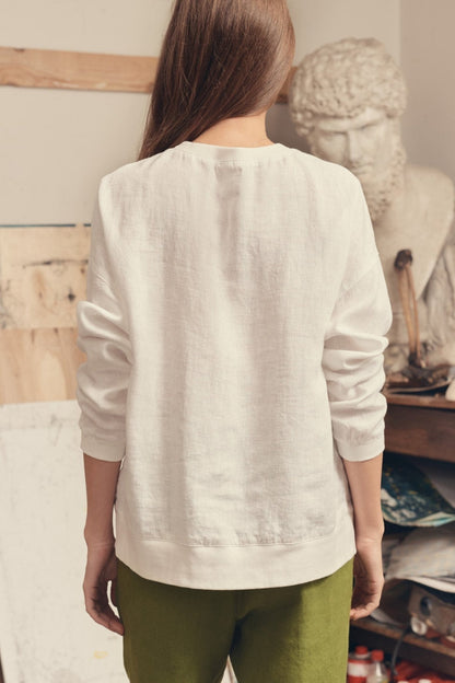 Optical White Linen Dahlia Jumper