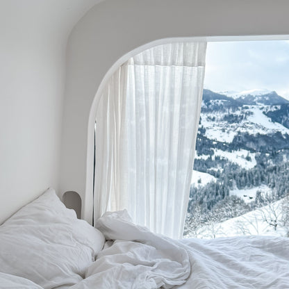 Optical White lino Daytime Rod Pocket Curtain rinkinys 2 vnt. — naturalusdrabuziai.lt