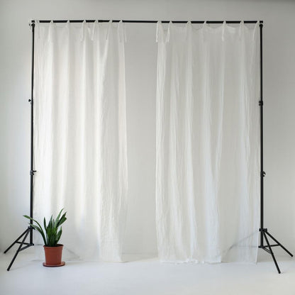 Optical White lino Daytime Tie viršus Curtain rinkinys 2 vnt. — naturalusdrabuziai.lt