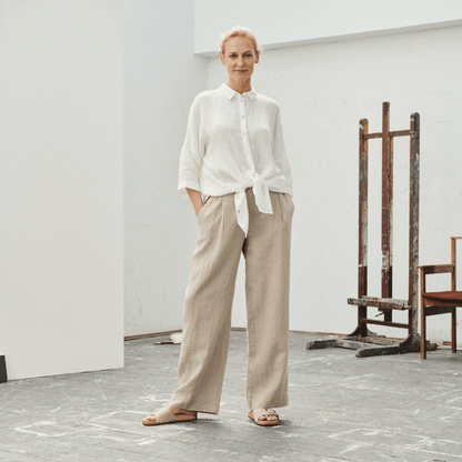 Optical White Linen Oregano Shirt