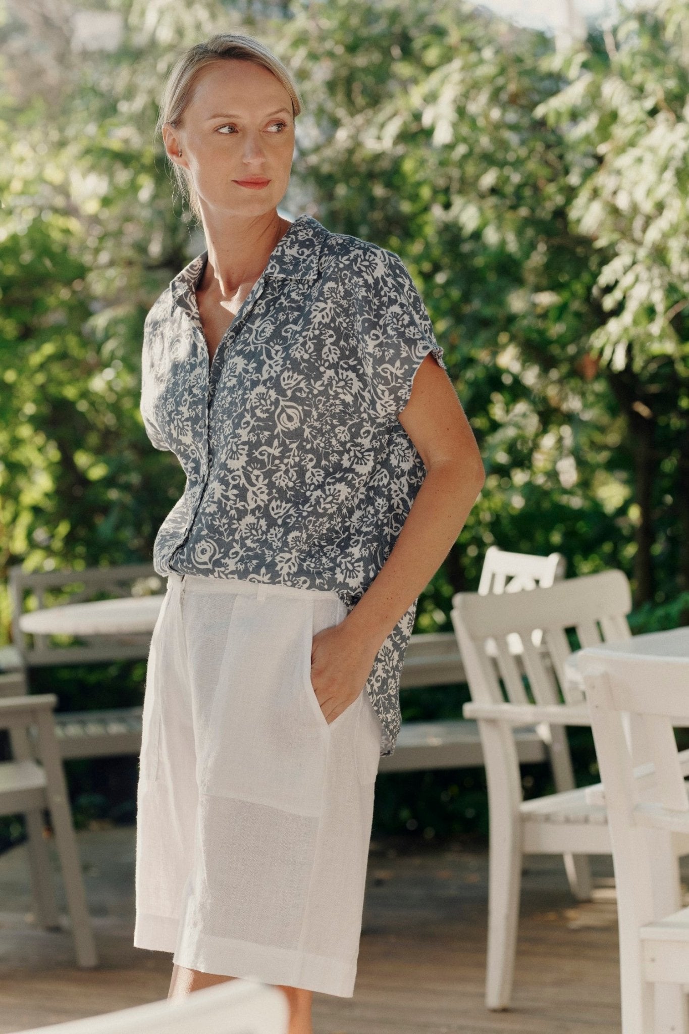 Porcelain Flowers Linen Melody Shirt