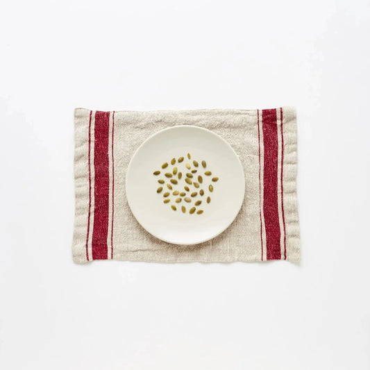Red Stripe Vintage lino staltiesėlė — naturalusdrabuziai.lt