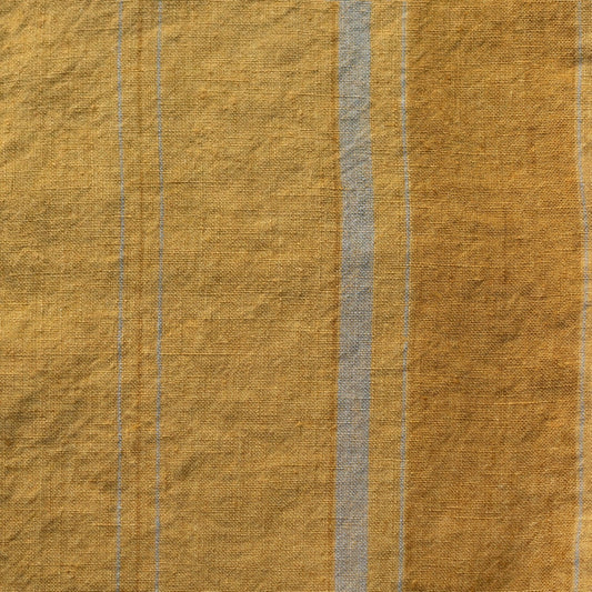 Unwashed Amber Bronze Stripes lino Fabric 190 g/sq.m — naturalusdrabuziai.lt