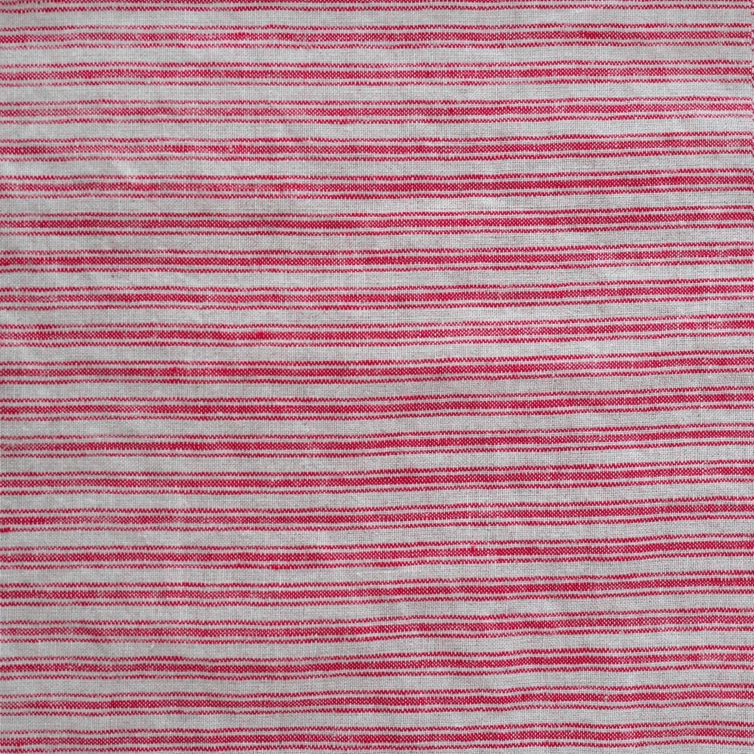 Unwashed Red Natural Stripes lino Fabric 190 g/sq.m — naturalusdrabuziai.lt