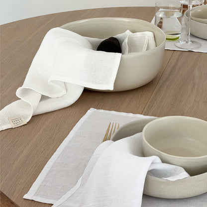 White Lightweight lino servetėlių rinkinys 2 vnt. — naturalusdrabuziai.lt