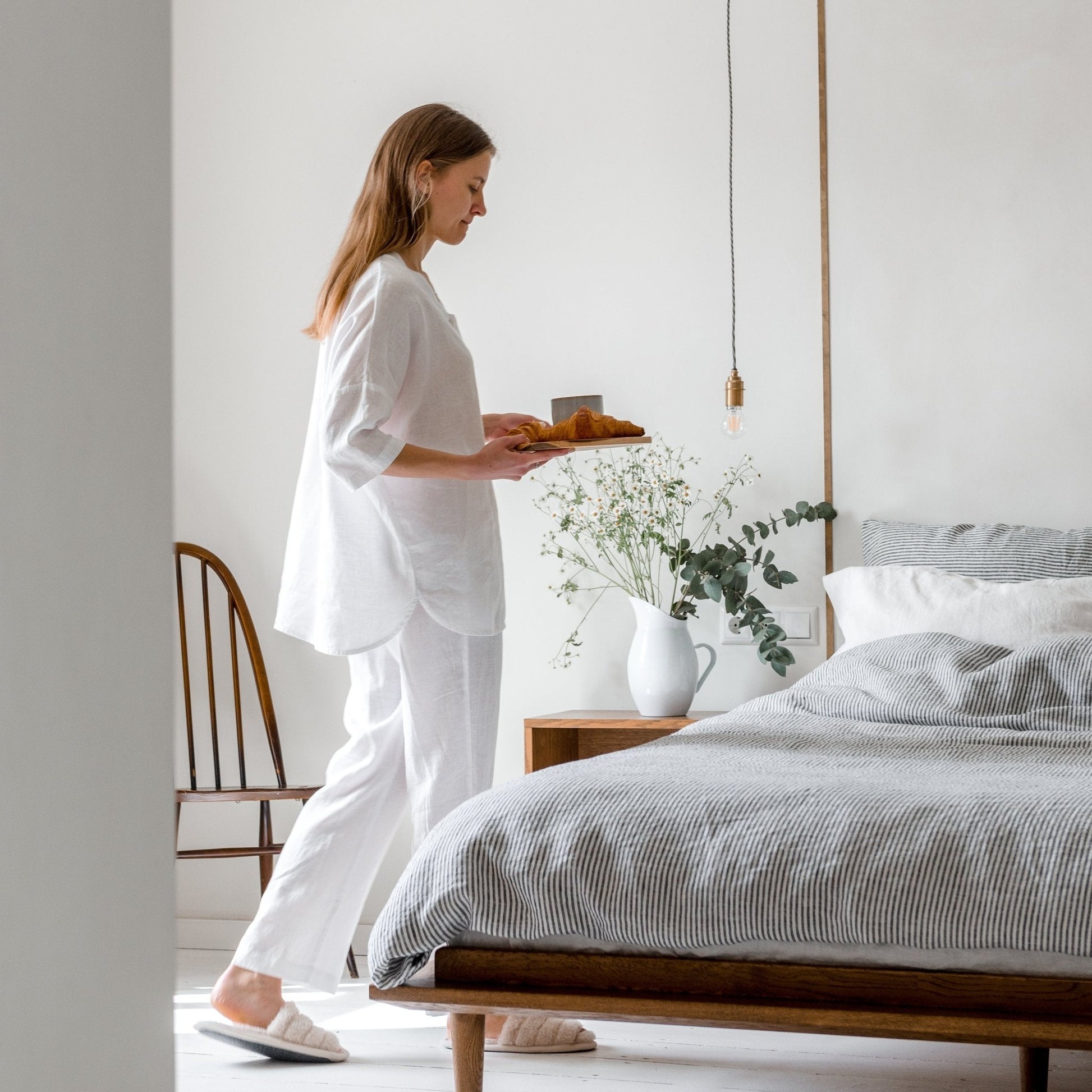 White lino pagalvės užvalkalas — naturalusdrabuziai.lt