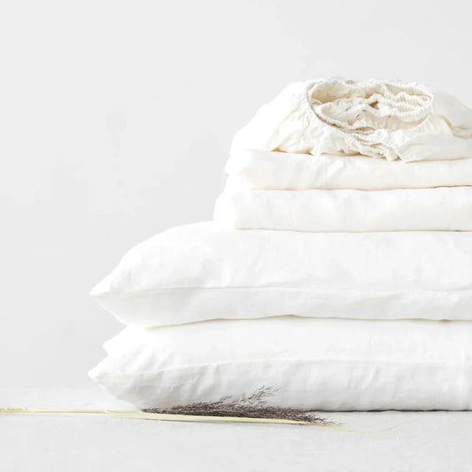White lino paklodė rinkinys — naturalusdrabuziai.lt
