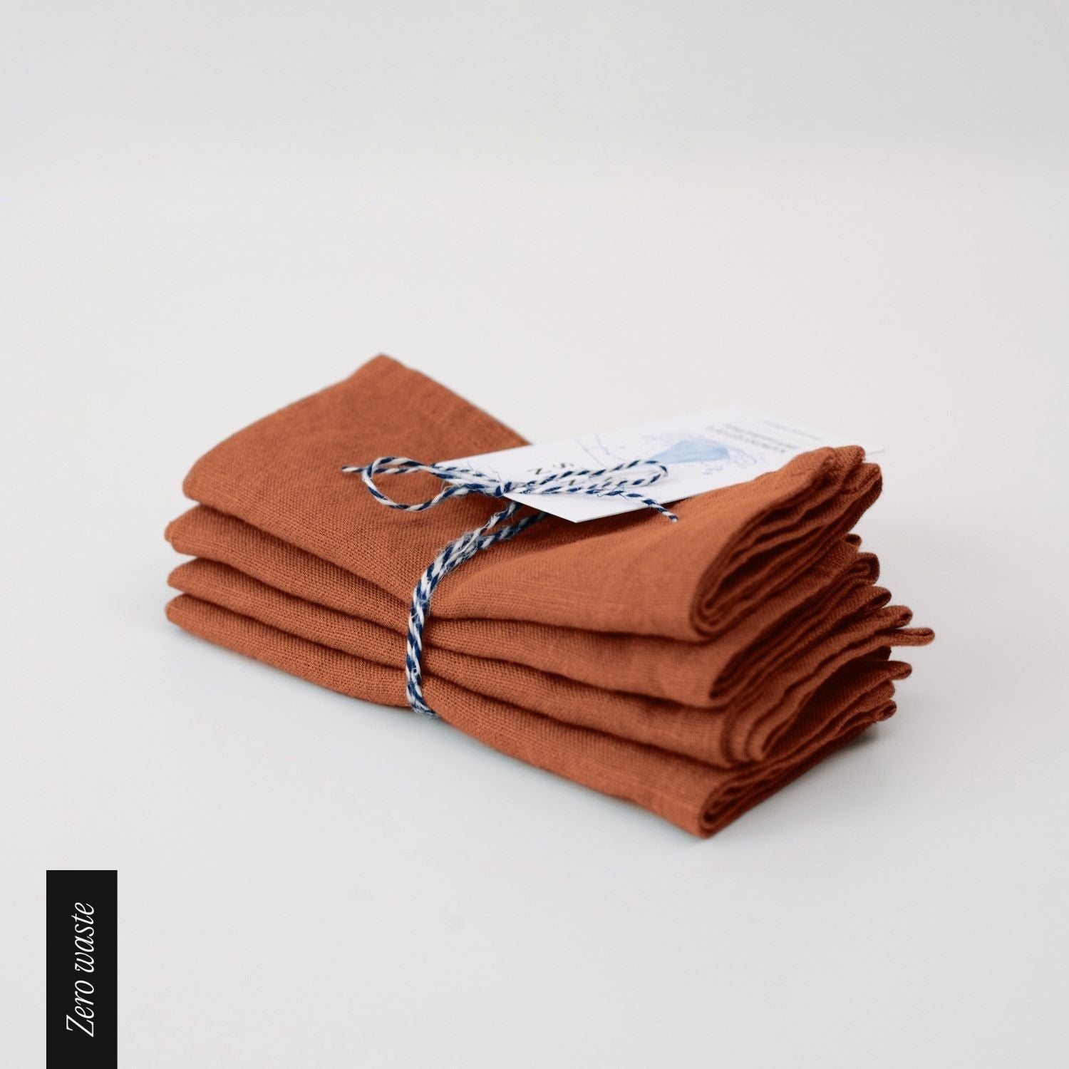 Zero Waste Baked Clay lino servetėlių rinkinys 4 vnt. — naturalusdrabuziai.lt