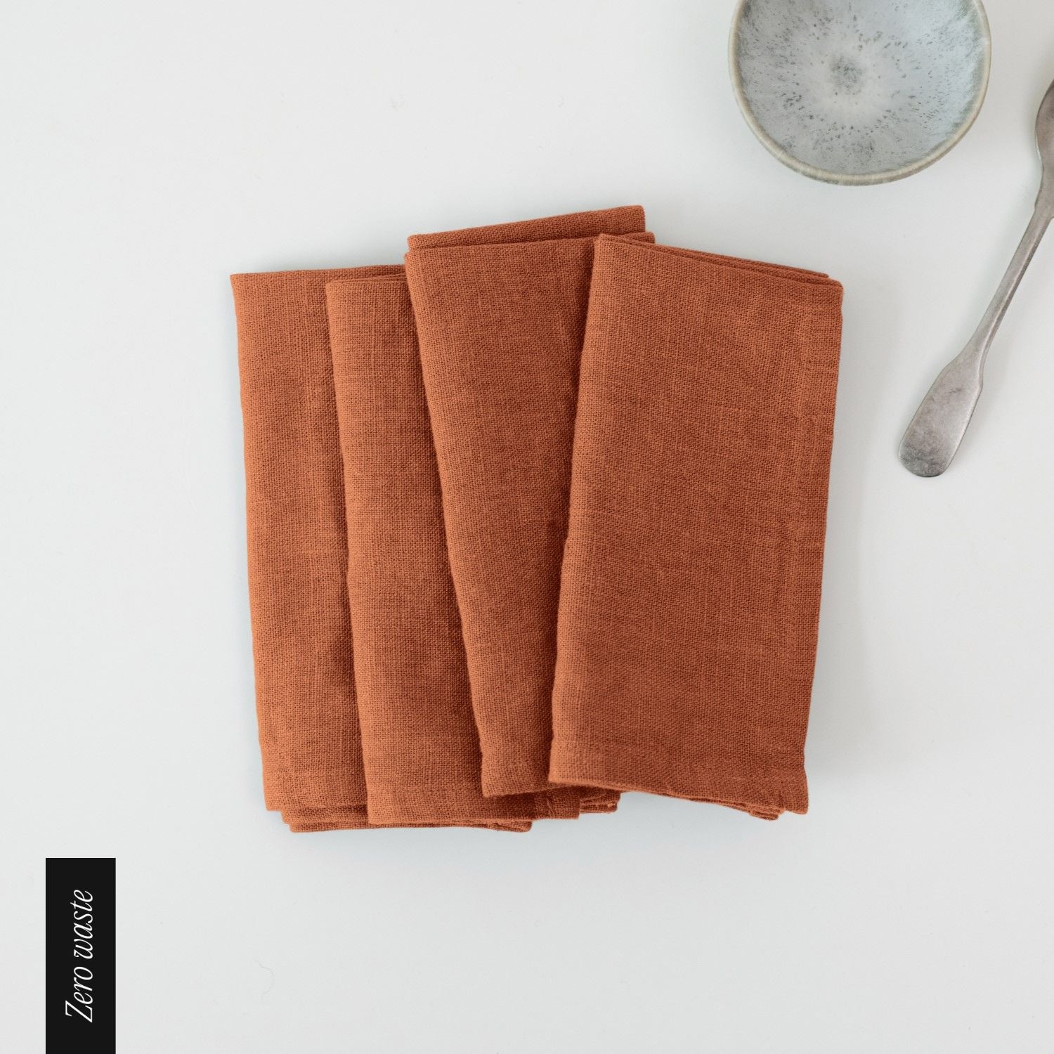Zero Waste Baked Clay lino servetėlių rinkinys 4 vnt. — naturalusdrabuziai.lt