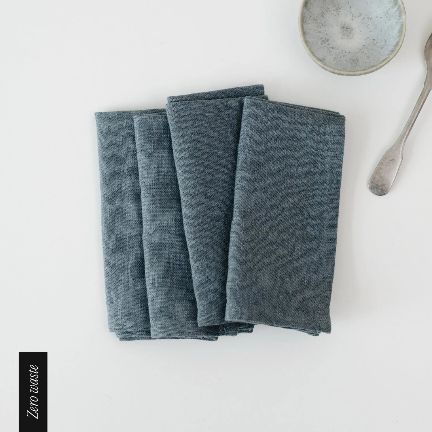 Zero Waste Blue Fog lino servetėlių rinkinys 4 vnt. — naturalusdrabuziai.lt