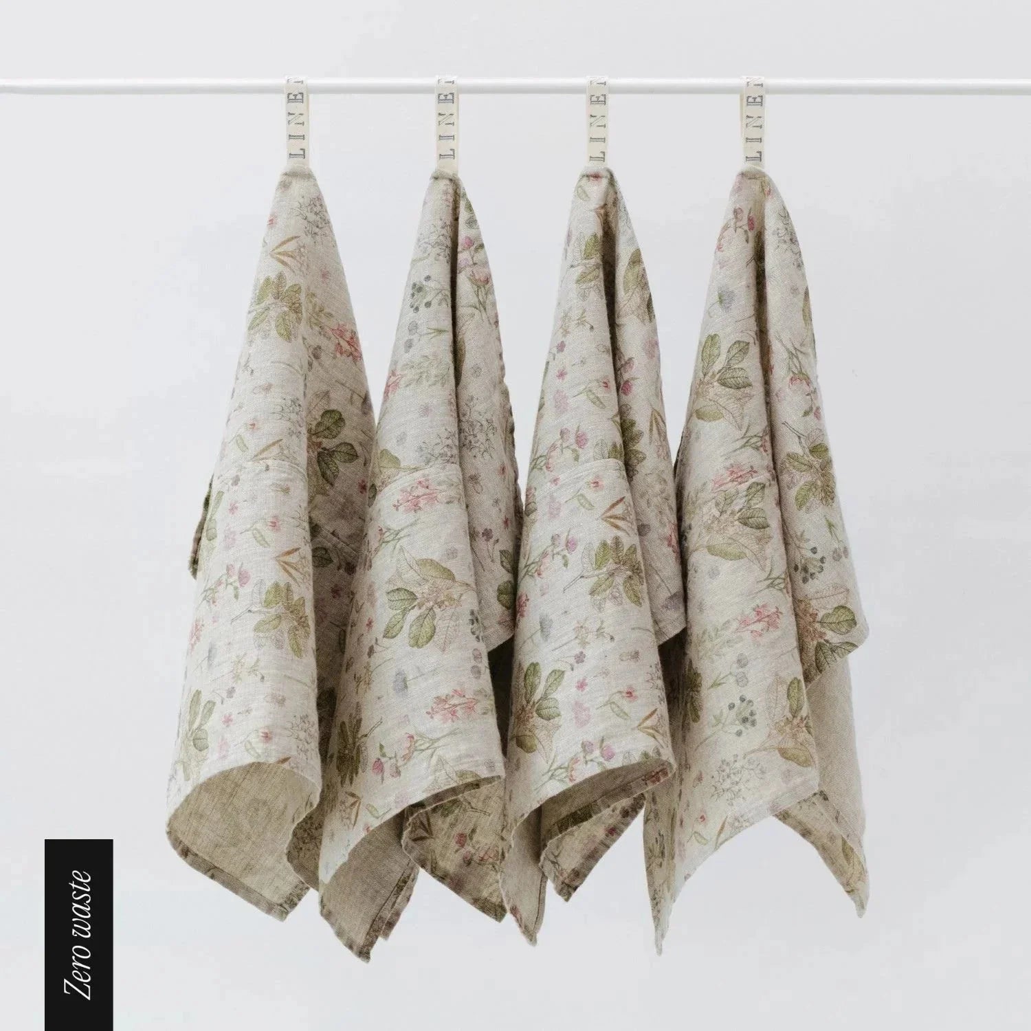 Zero Waste Botany lino virtuvinė servetės rinkinys 4 vnt. — naturalusdrabuziai.lt