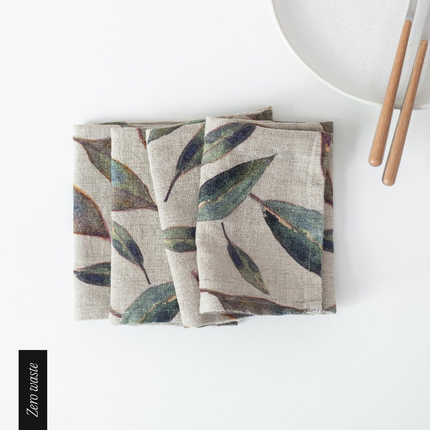 Zero Waste Golden Fall on Natural lino servetėlių rinkinys 4 vnt. — naturalusdrabuziai.lt