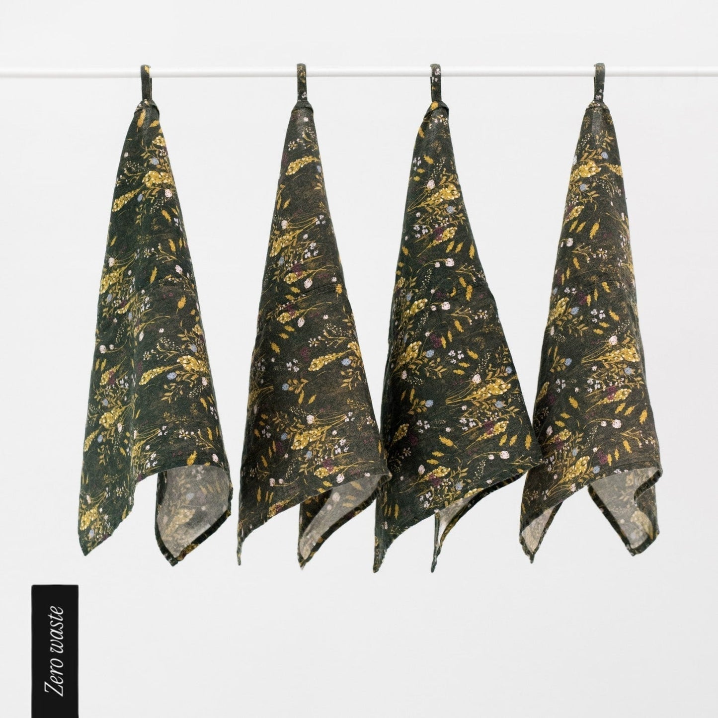 Zero Waste LIMITED EDITION Woodland lino virtuvinė servetės rinkinys 4 vnt. — naturalusdrabuziai.lt