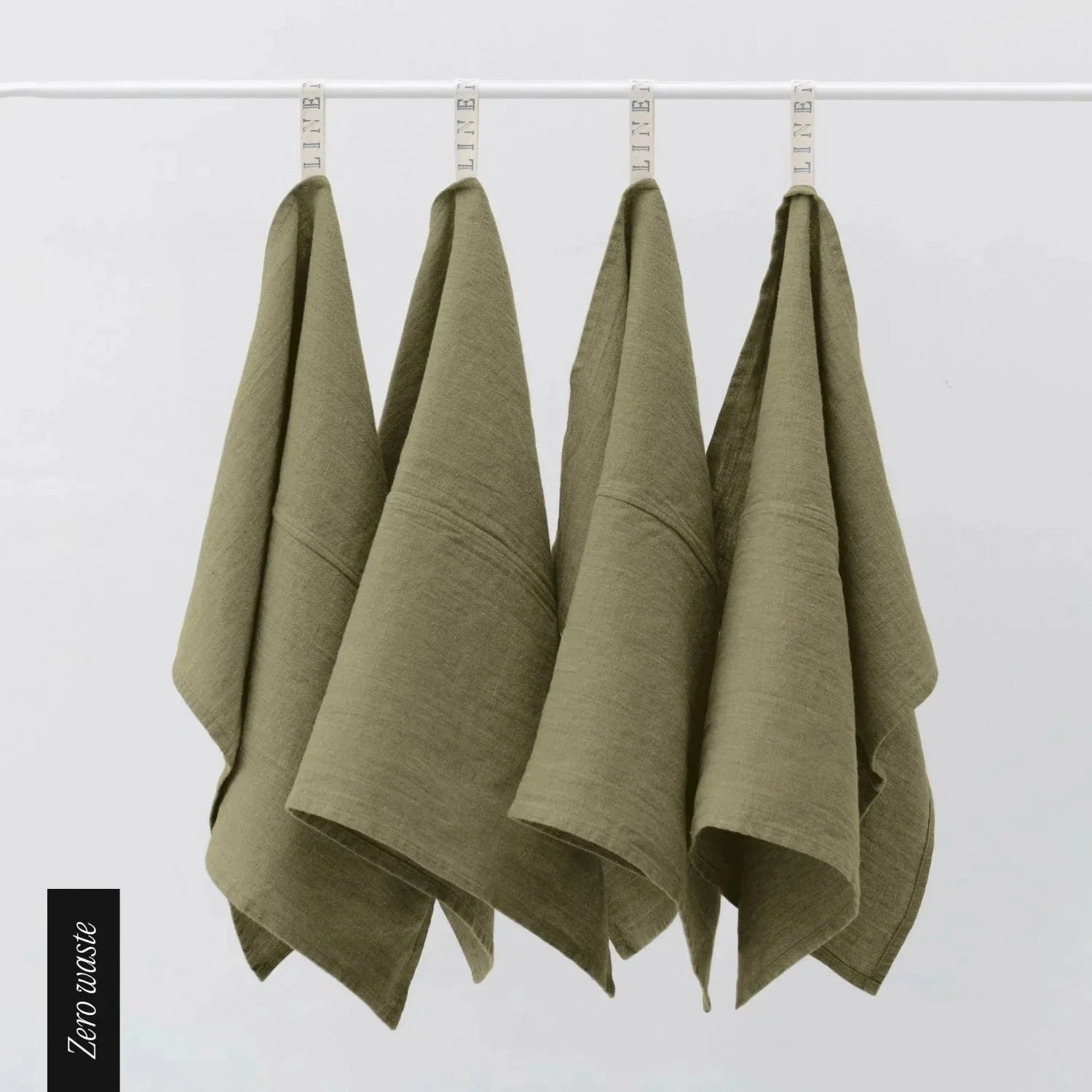 Zero Waste Martini Olive lino virtuvinė servetės rinkinys 4 vnt. — naturalusdrabuziai.lt