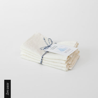 Zero Waste Off-White lino servetėlių rinkinys 4 vnt. — naturalusdrabuziai.lt
