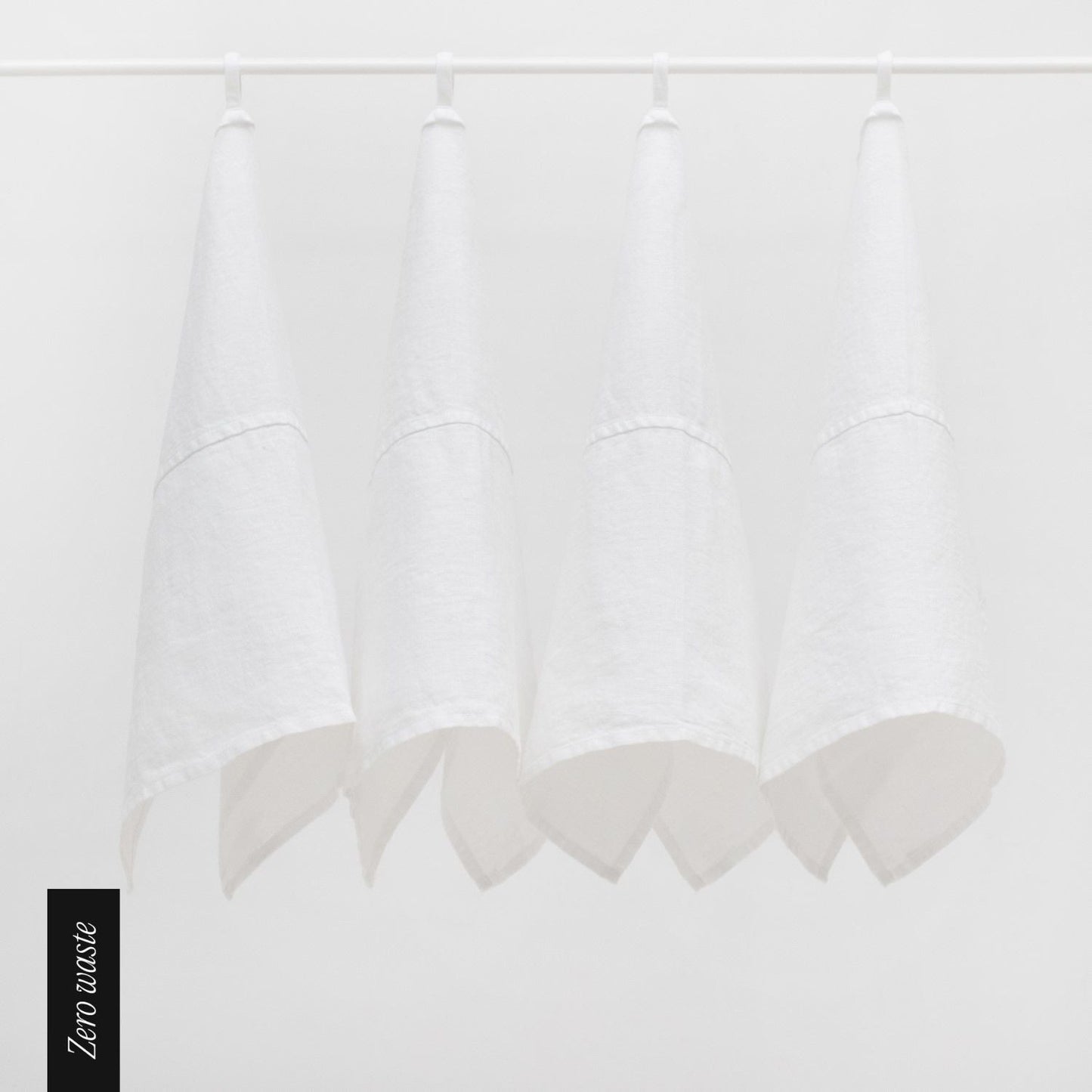 Zero Waste Optical White lino virtuvinė servetės rinkinys 4 vnt. — naturalusdrabuziai.lt