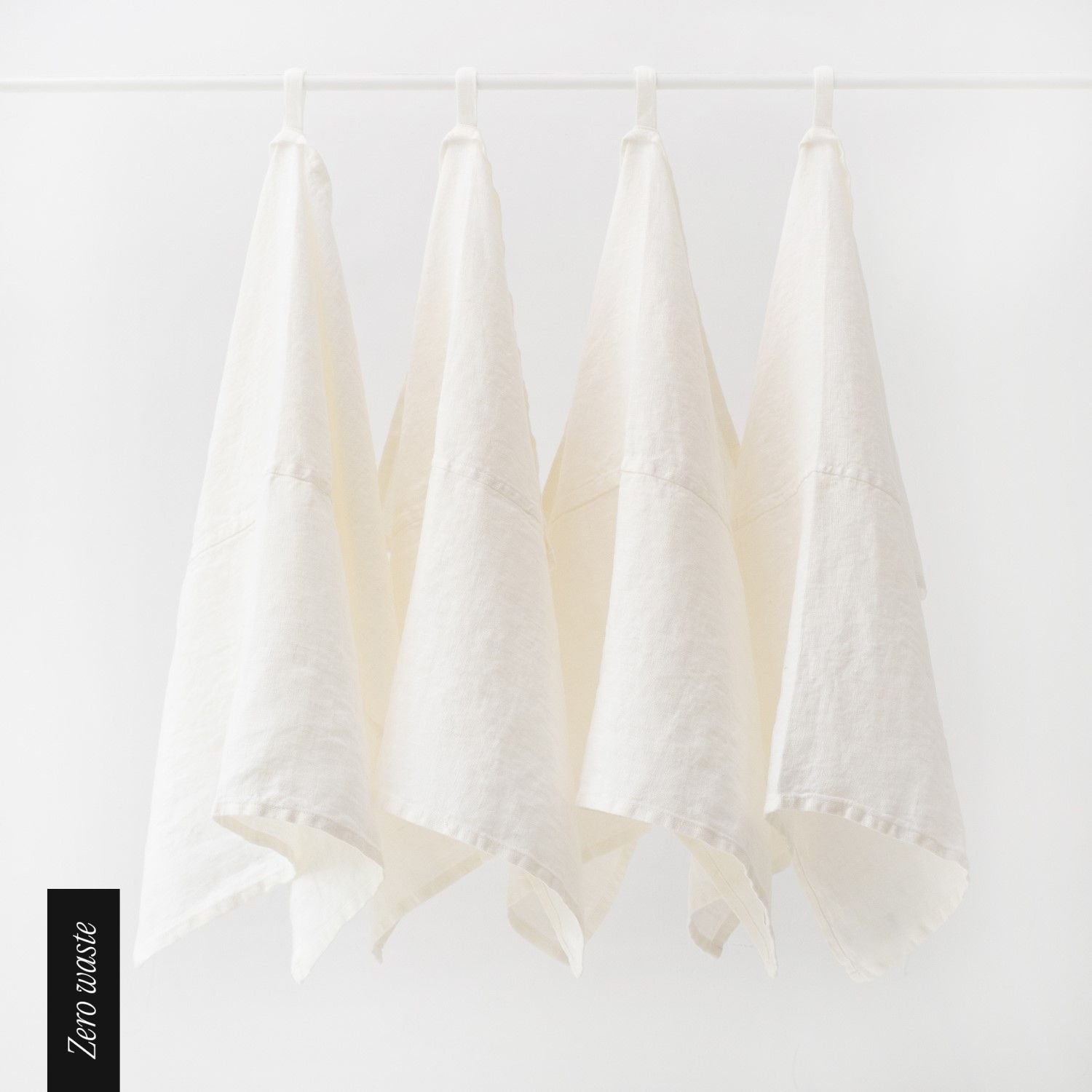 Zero Waste Off-White lino virtuvinė servetės rinkinys 4 vnt. — naturalusdrabuziai.lt